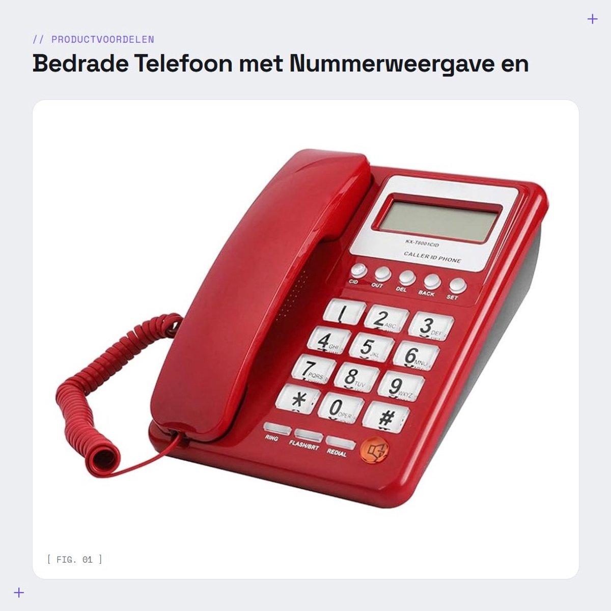 Dailygoods- Huistelefoon met Nummerweergave - Bedrade Telefoon - Realtime Datum/Wekweergave - Herhaalfunctie - Dual Mode - Schokbestendig