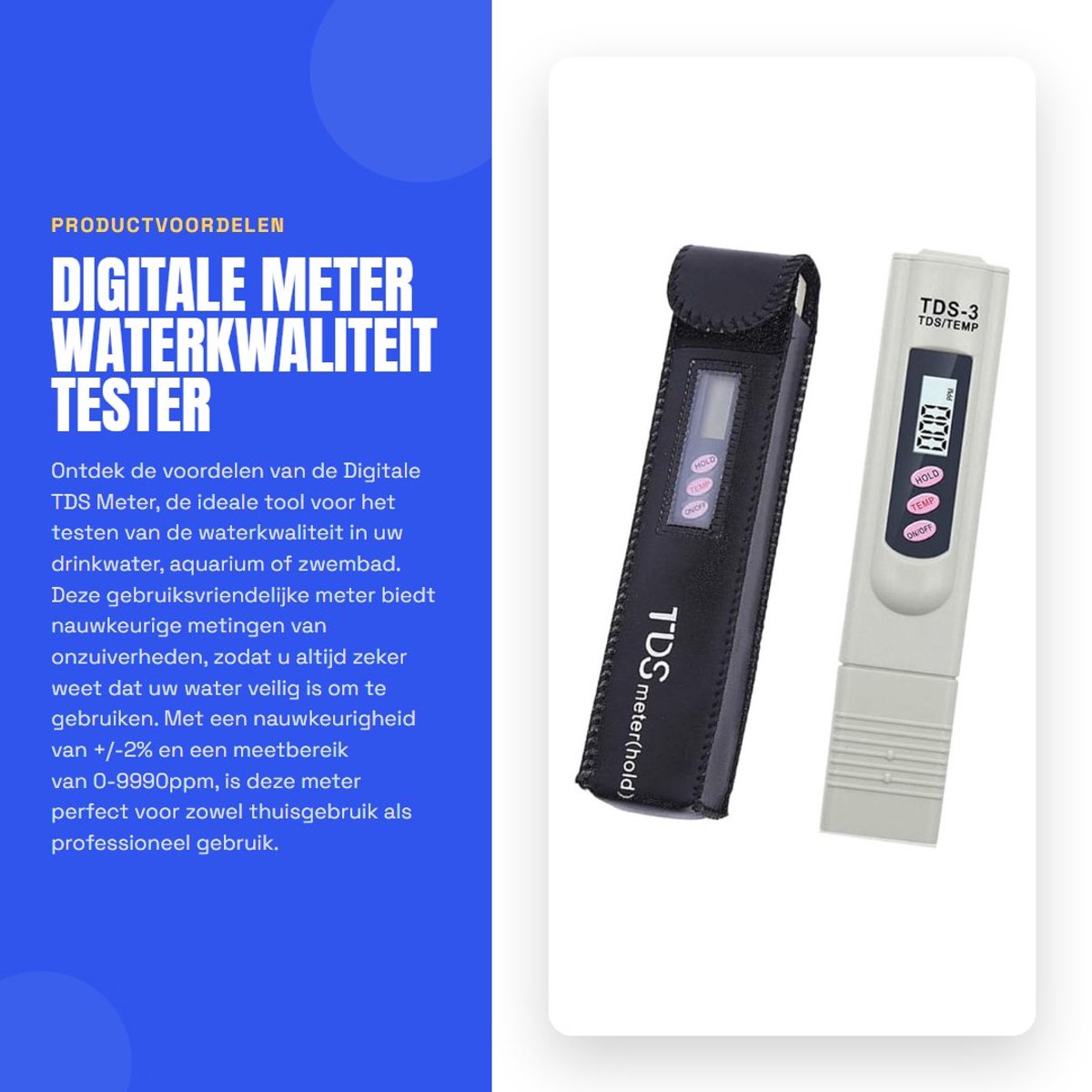 Dailygoods - Digitale Meter - Waterkwaliteit Tester - Nauwkeurig en gebruiksvriendelijk - Beige - Ideaal voor drinkwater en aquaria - Voorzien van...
