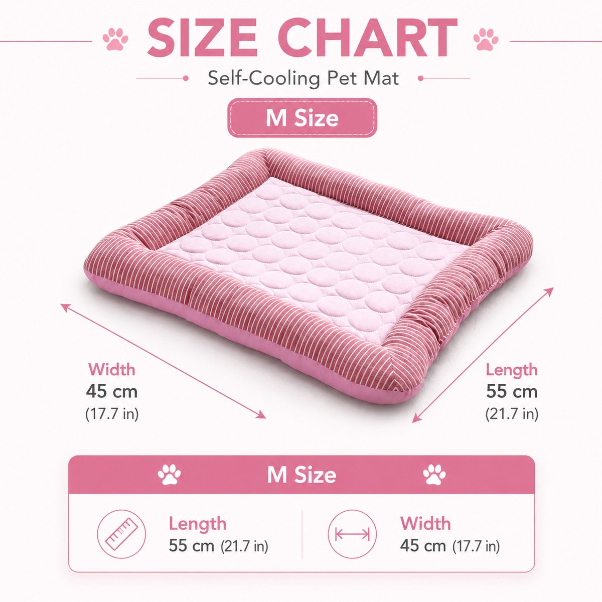 Zelfkoelende Koelmat Hond - M-55*45cm-Comfortabel Koelkussen en Ademende Ijszijde Hondenmand - Wasbare Koeldeken voor Honden en Katten - Roze – foto 2