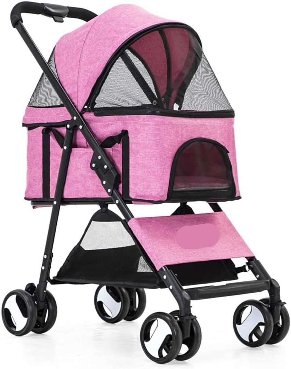 Huisdieren Kinderwagen - Reisbuggy Hond Kat - Comfortabel Reizen - Afneembare Reisbuggy - Tot 20 kg - Roze