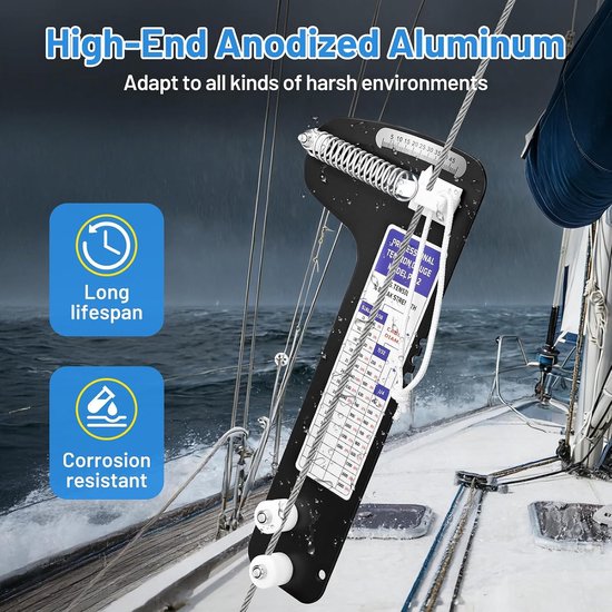 Spanningsmeter Aluminium - Kabelmeter Rigging - Zeilboten Inspecteren - Nauwkeurig tot 5% - 3 maten - Zwart — afbeelding 3