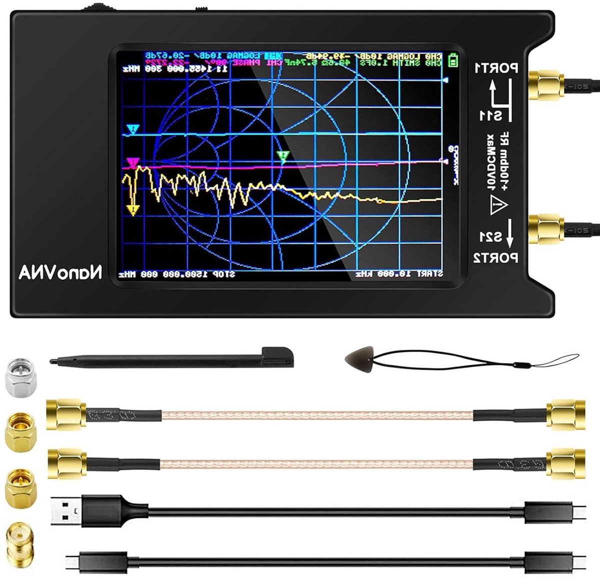 Vector Netwerkanalysator - Antenne Analysator - RF Metingen - 1.5 GHz Frequentie - 4 inch Touchscreen - Zwart