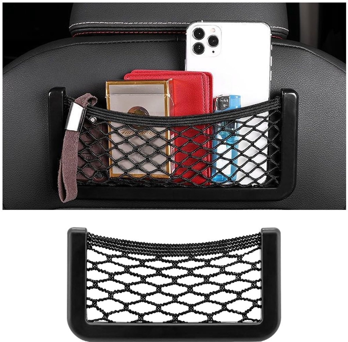 Dailygoods- Opbergnet Zelfklevend - Opbergnet Auto - Opbergnet Camper - Opbergnet Vrachtwagens - Opbergnet Bestelwagens - Kunststof 146 x 78 mm - Bagagenet
