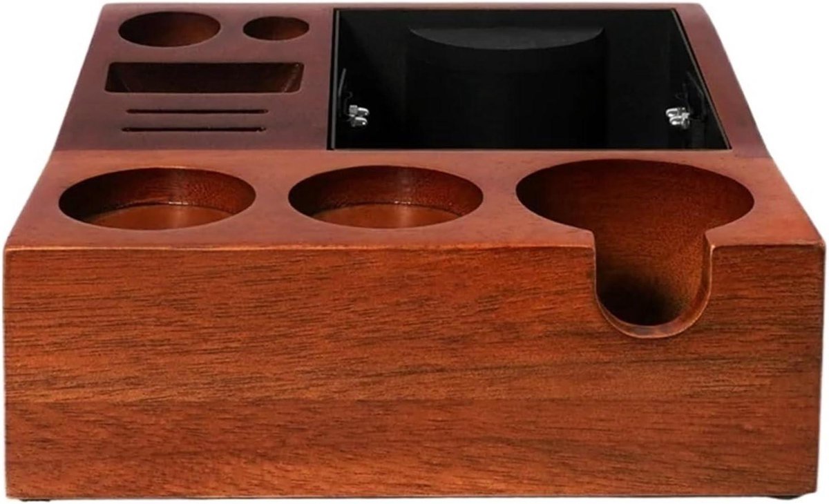 Espresso Tamper Station - Koffie Pers Basis - Espresso Bereiding - Geïntegreerde Knock Box - 51/54/58 mm - Houtkleur