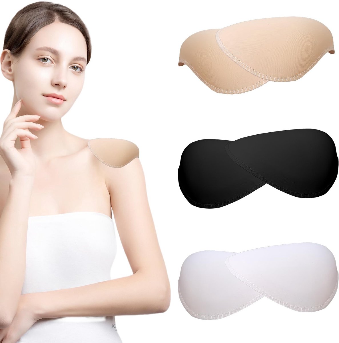 Dailygoods- Schoudervullingen Set van 3 - Zelfklevende Epauletten - Zachte Schuim - Duurzaam - Voor Kleding - Afneembaar en Wasbaar