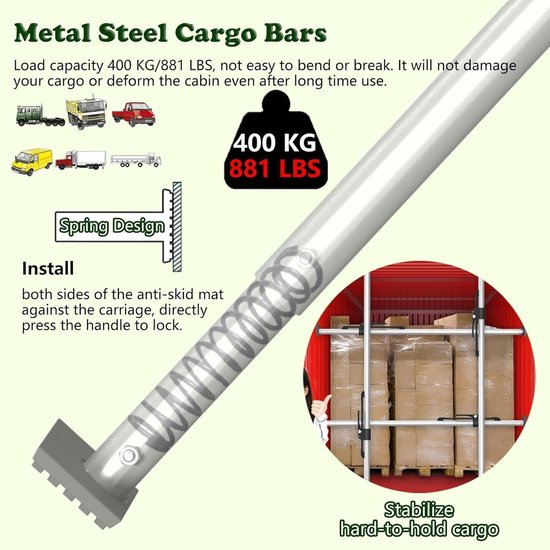 Bagagestang - Laadbeugel - Lading Zekeren - Verstelbare Lengte - 221 cm - Zilver — afbeelding 4