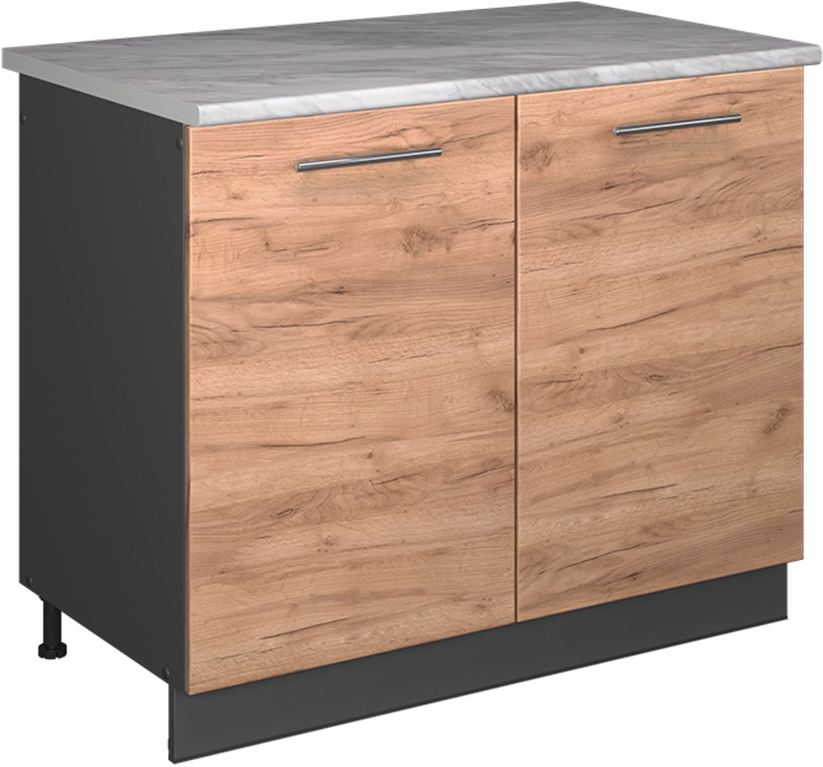 Vicco Wastafelkast Fame-Line, Goudkleurig Eiken/Antraciet, 100 cm, WB Marmer