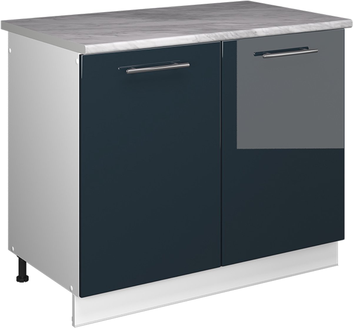 Vicco Wastafelkast Fame-Line, Donkerblauw hoogglans/Wit, 100 cm, WB Marmer