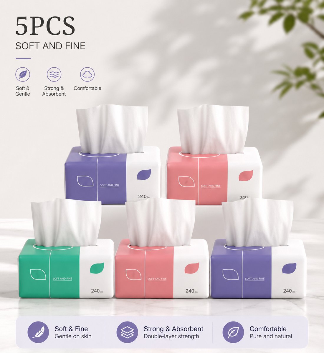 Papieren Servetten – 5-Pack – 240 Stuks per Pak