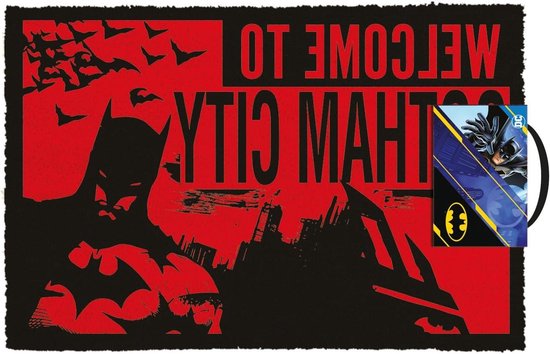 Batman Deurmat - Welkom mat - Entree Decoratie - Hoge Kwaliteit Constructie - 60x40 cm - Rood