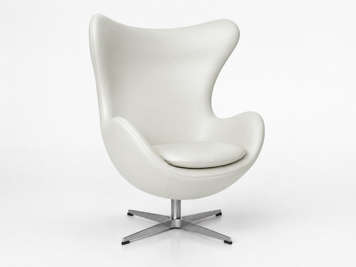 Oval Chair - Wit - Fauteuil - Stoel - Draaifauteuil - Leer