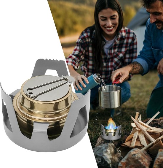Alcoholfornuis Camping - Draagbare Brander - Outdoor Koken - Compact en Lichtgewicht - 9x6.5 cm - Zilver — afbeelding 5