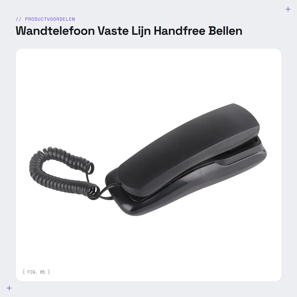 Dailygoods- Wandtelefoon Slank Ontwerp - Vaste Lijn - Handsfree Bellen - Hoogwaardig ABS - Multifunctioneel - Compact 180x60x60mm - Telefoon