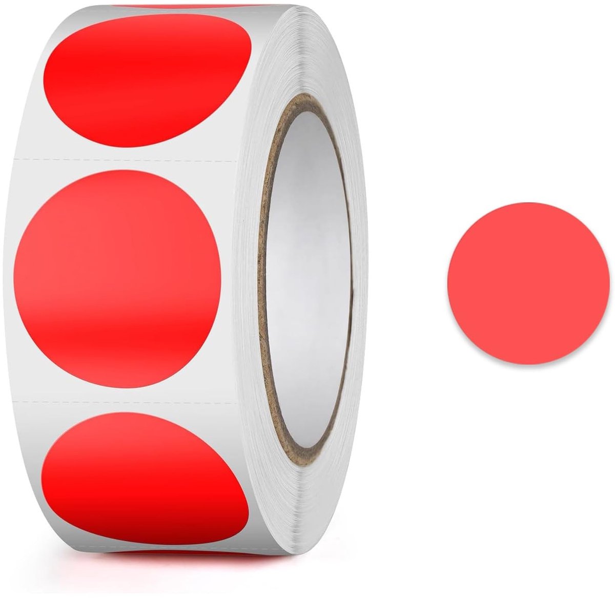 Dailygoods- Ronde Stickers 25 mm - 500 Stuks - Zelfklevende Rol - Kleurrijke Stippen - Vinyl - Ideaal voor Organisatie - Etiketten