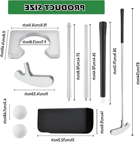 Complete Golf Putterset voor Thuis en Kantoor - Inclusief Putting Cup, Oefenrackets en Ballen voor Effectieve Golftraining — afbeelding 5