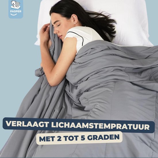 Pasper Koeldeken 229 x 274 cm - verzwaringsdeken - verkoelend dekbed - Q-max > 0.5 cooling blanket - dikke zware zomerdekbed - zelfkoelende deken voor mensen