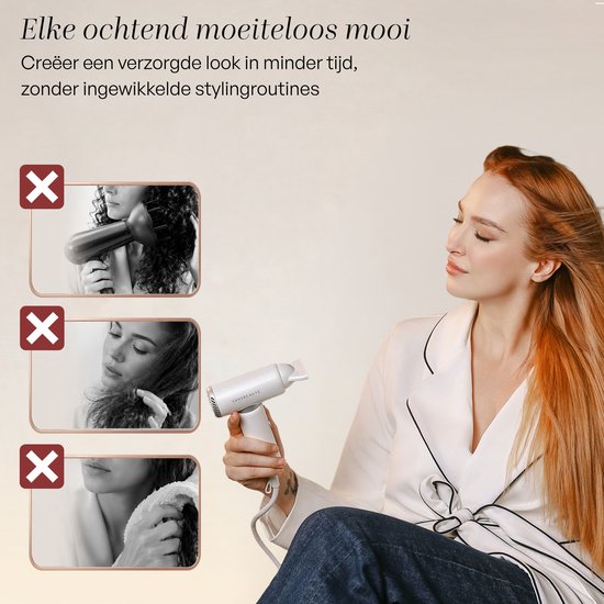 Sansbeauté® Föhn met Diffuser - EssentiaPRO Mini - Reisföhn met Opzetstukken - Reishaardroger - 110.000RPM - Sèche Cheveux - Ionische Haardroger met Borstel - Haarföhn met Defuser - Blow Dryer - Kappersfohn - 1300W - 220-240V