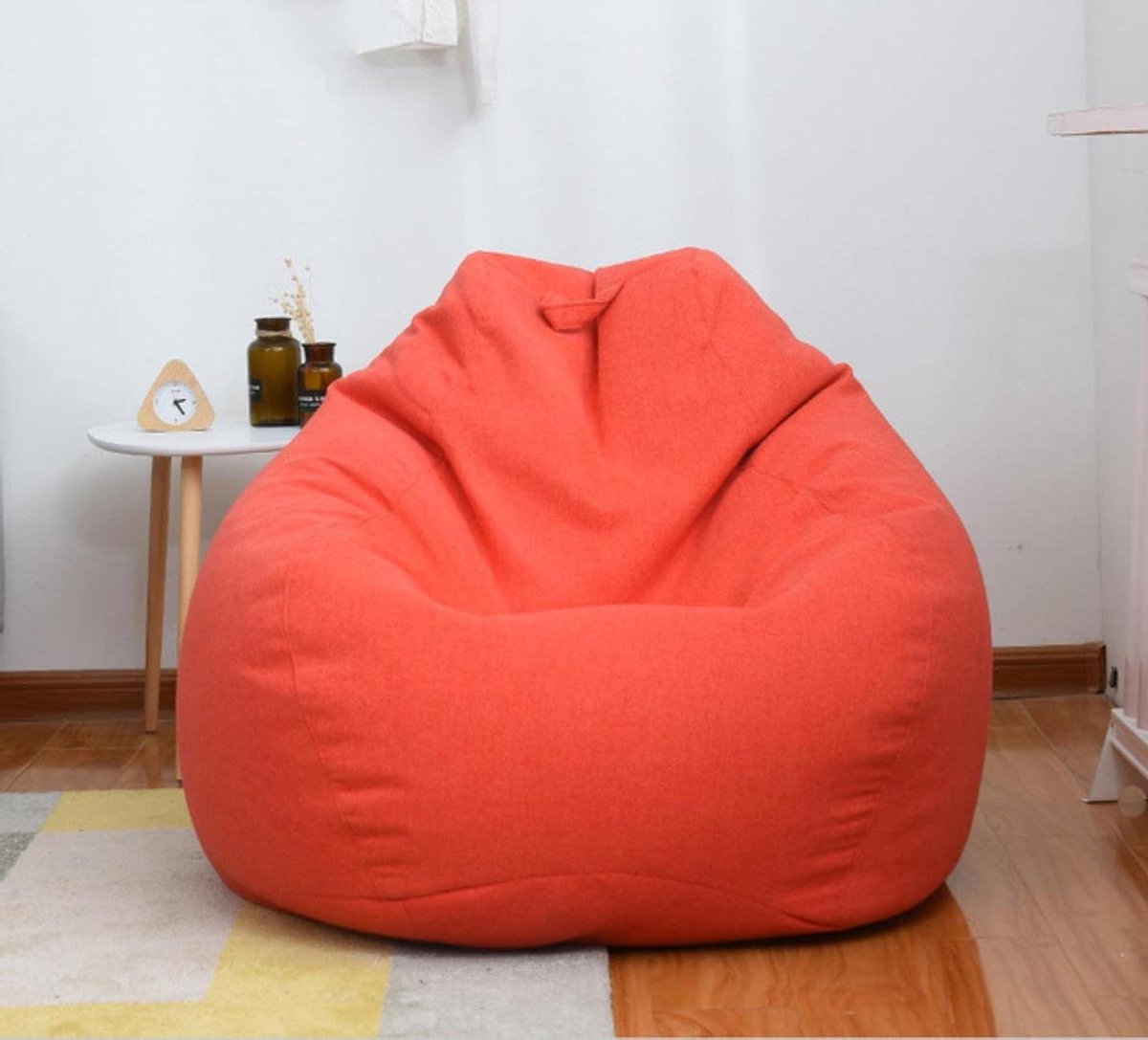 Zitzakhoes - Zitcover Poef - Ontspannen Zitten - Wasbaar Canvas - 90 x 110 CM - Watermeloen Rood
