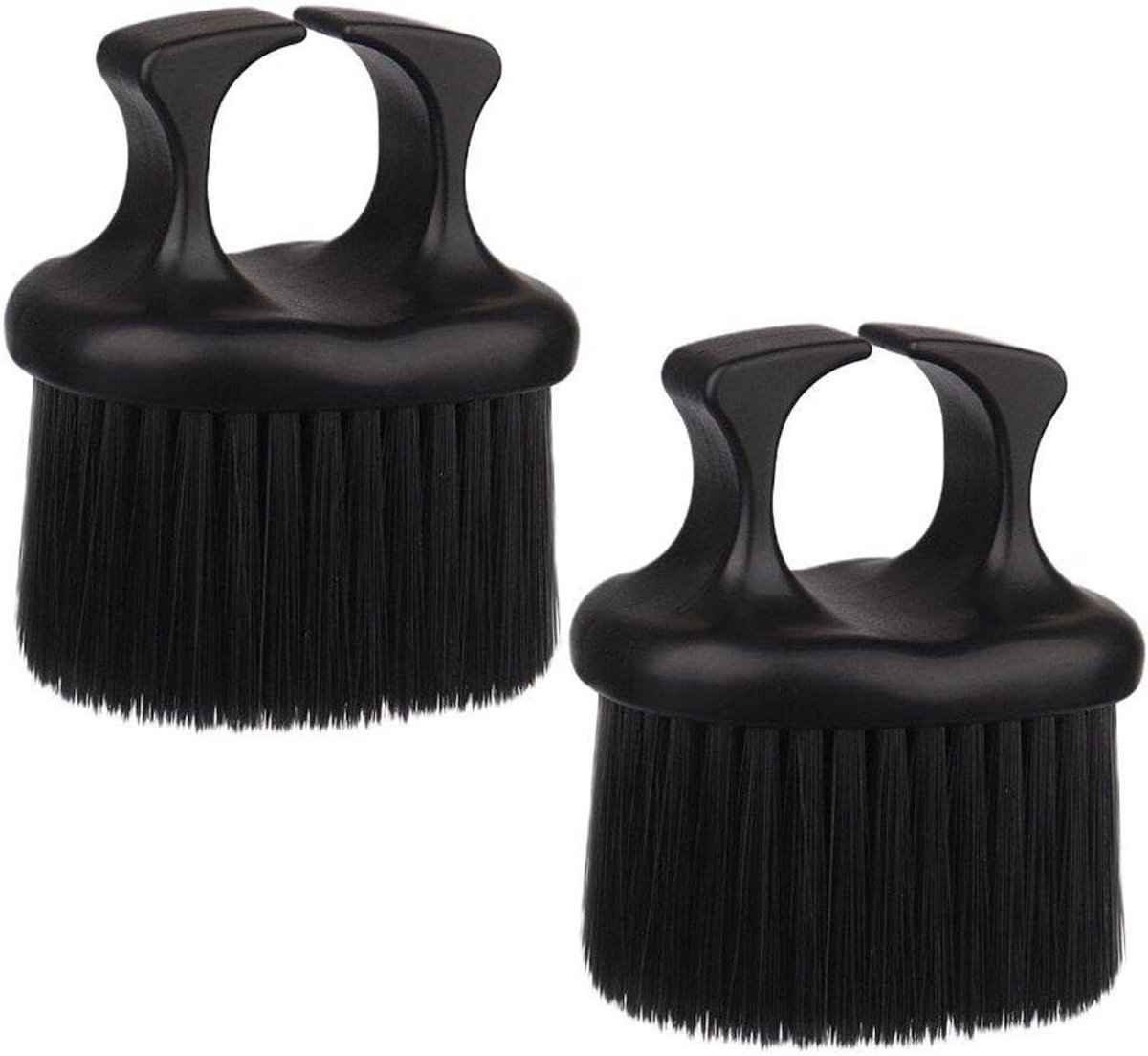 Nek Duster Kappersborstel - Haar Borstel - Haar Verwijderen - Zachte Synthetische Haren - 2 stuks - Zwart