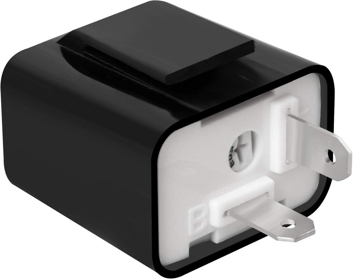 Dailygoods- Knipperrelais Heavy Duty 12V - 2-pins - Snelheid instelbaar - Waterdicht - Plug en play - Maximaal vermogen 42W - Flasher