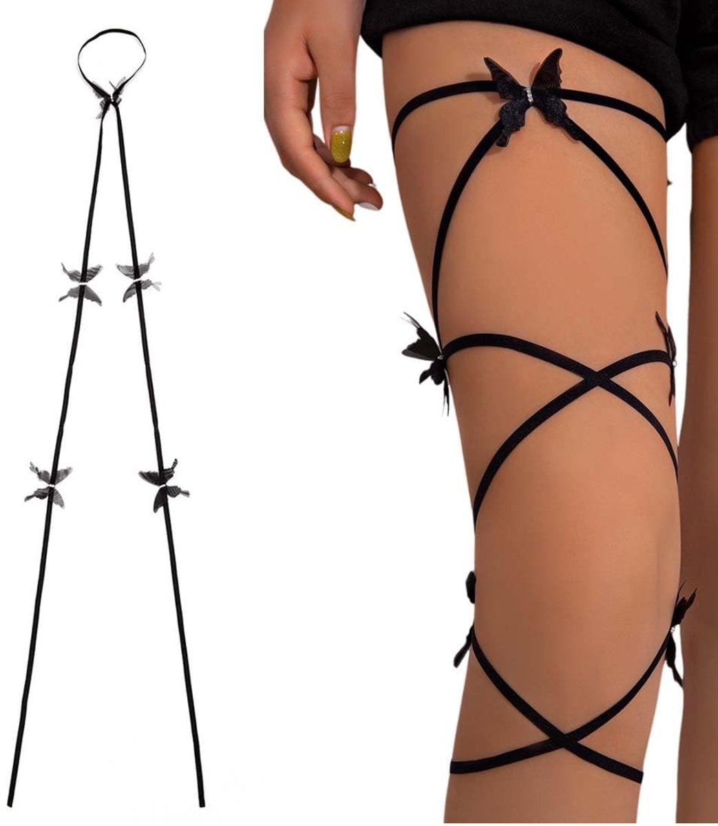 Dailygoods- Kousenband Zwart - Jarretelgordel - Elastisch - Rave Kostuum - Kousenband Dames - Voor Carnaval/Halloween - Jarretel