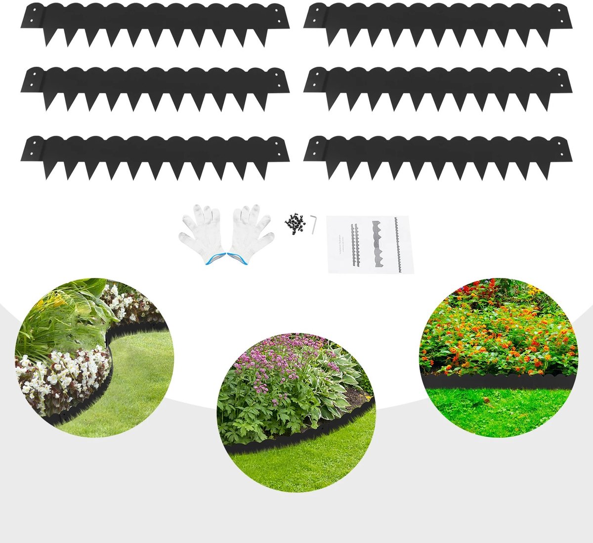 Dailygoods 6 stuks 102x20cm, landschapssierrand, gazonrand, flexibele stalen tuinrand, eenvoudige installatie