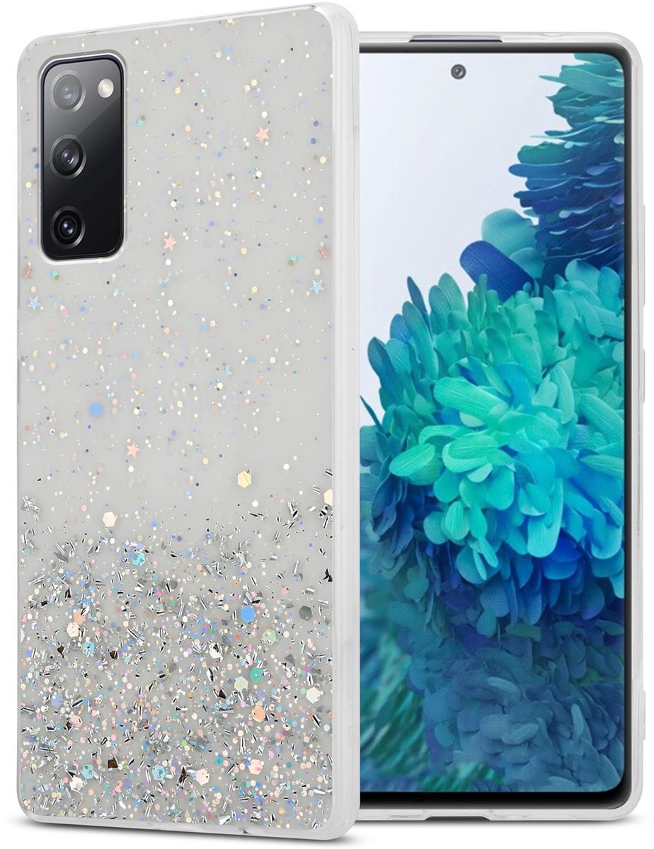 Cadorabo Hoesje geschikt voor Samsung Galaxy S20 FE in Transparant met Glitter - Beschermhoes van flexibel TPU silicone met fonkelende glitters Case Cover Etui