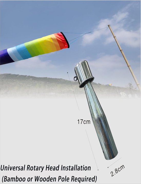 Windsokken paal - Windindicator - Buiten vliegen - 360 graden draaibaar - 4 meter - Zilver — afbeelding 4