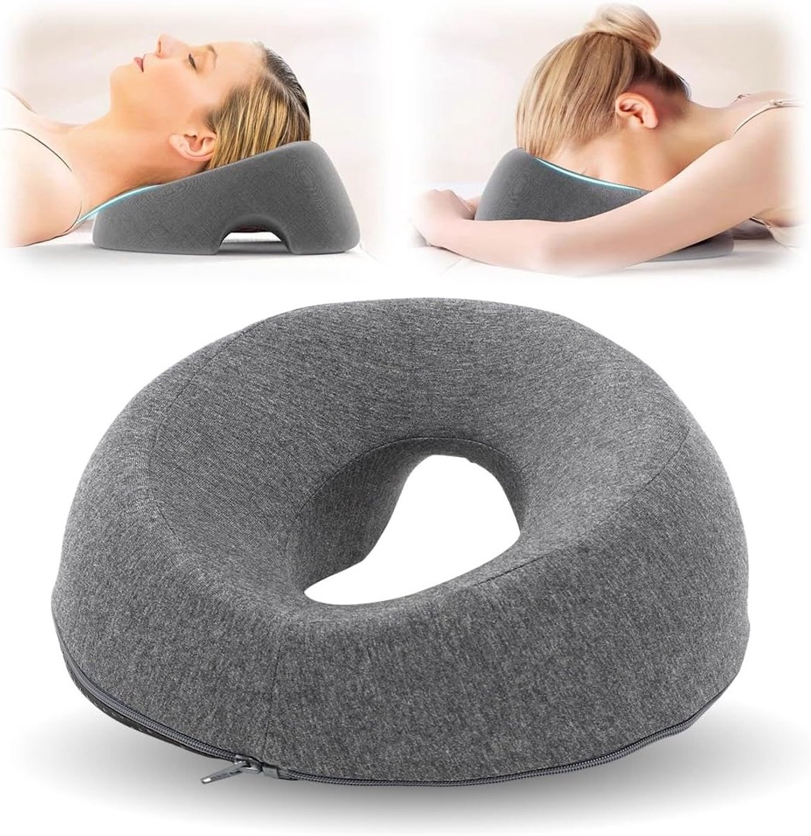 U-vormig Massagekussen van Geheugenfoam voor Spa en Salon, Ideaal voor Ontspanning en Comfort tijdens Behandelingen in Lichtgrijs