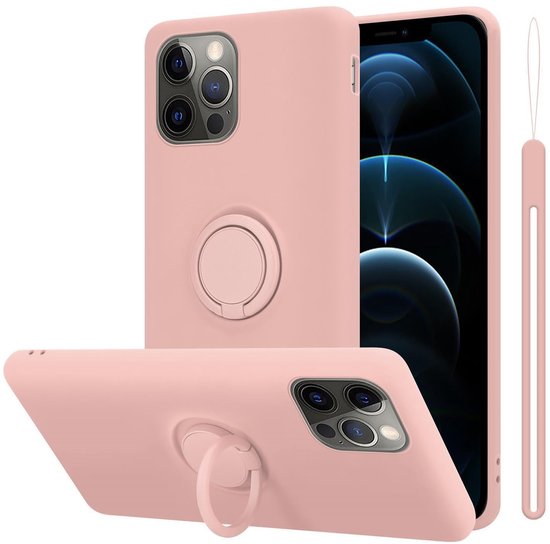 Cadorabo Hoesje geschikt voor Apple iPhone 13 in LIQUID ROZE - Beschermhoes van flexibel TPU silicone Case Cover met ring