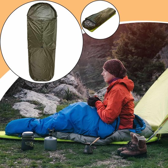 Lichtgewicht Bivy Sack - Nood Slaapzak - Kamperen Survival - Warmte Reflecterend - 220 x 85 cm - Groen van Merkloos — afbeelding 3