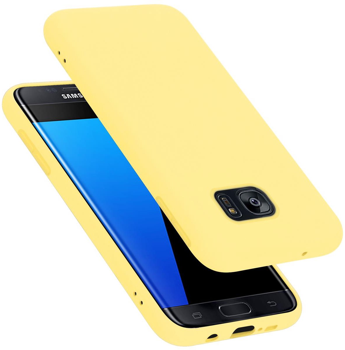 Cadorabo Hoesje geschikt voor Samsung Galaxy S7 EDGE in LIQUID GEEL - Beschermhoes gemaakt van flexibel TPU silicone Case Cover