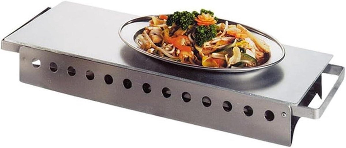 Warmhoudplaat - Servies warmer - Eten warm houden - Roestvrij staal - 45 x 18 cm - Zilverkleurig