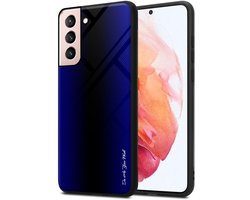 Cadorabo Hoesje geschikt voor Samsung Galaxy S21 5G in KOBALT PAARS - Beschermhoes gemaakt van TPU silicone Case Cover en achterkant van gehard glas