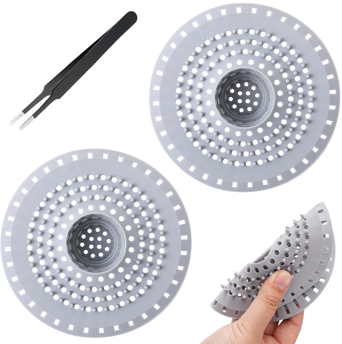 Dailygoods- Haarzeef Siliconen - Afvoerzeef - Haarvanger - Antislip - Gootsteenfilter - Waterdicht - 12,5 cm - Afvoerfilter