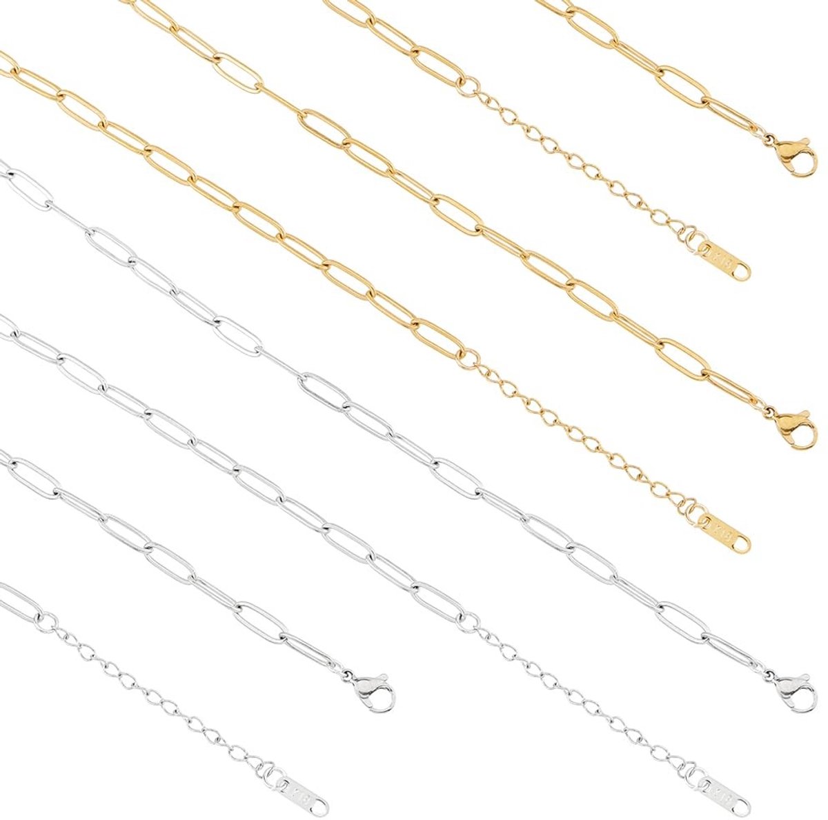 Dailygoods - Set van 12 Roestvrijstalen Paperclip Halskettingen
