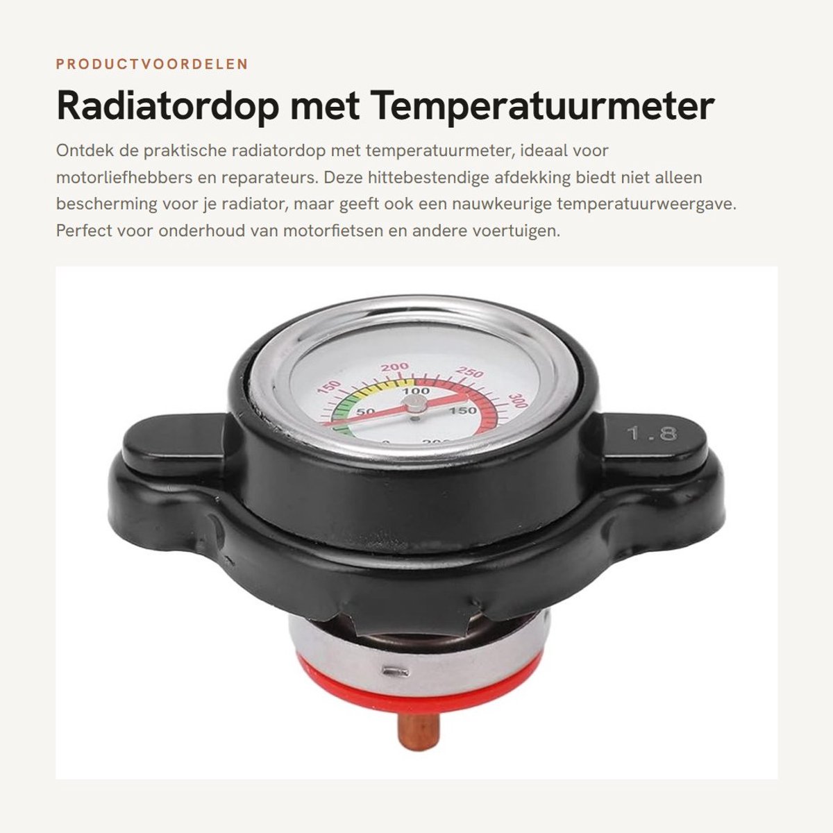 Dailygoods- Radiatordop met Temperatuurmeter - Hittebestendig - Explosieveilig - Motorfietsradiatorafdekking - Reparatie - Hoogwaardige Service - Radiatorafdekking
