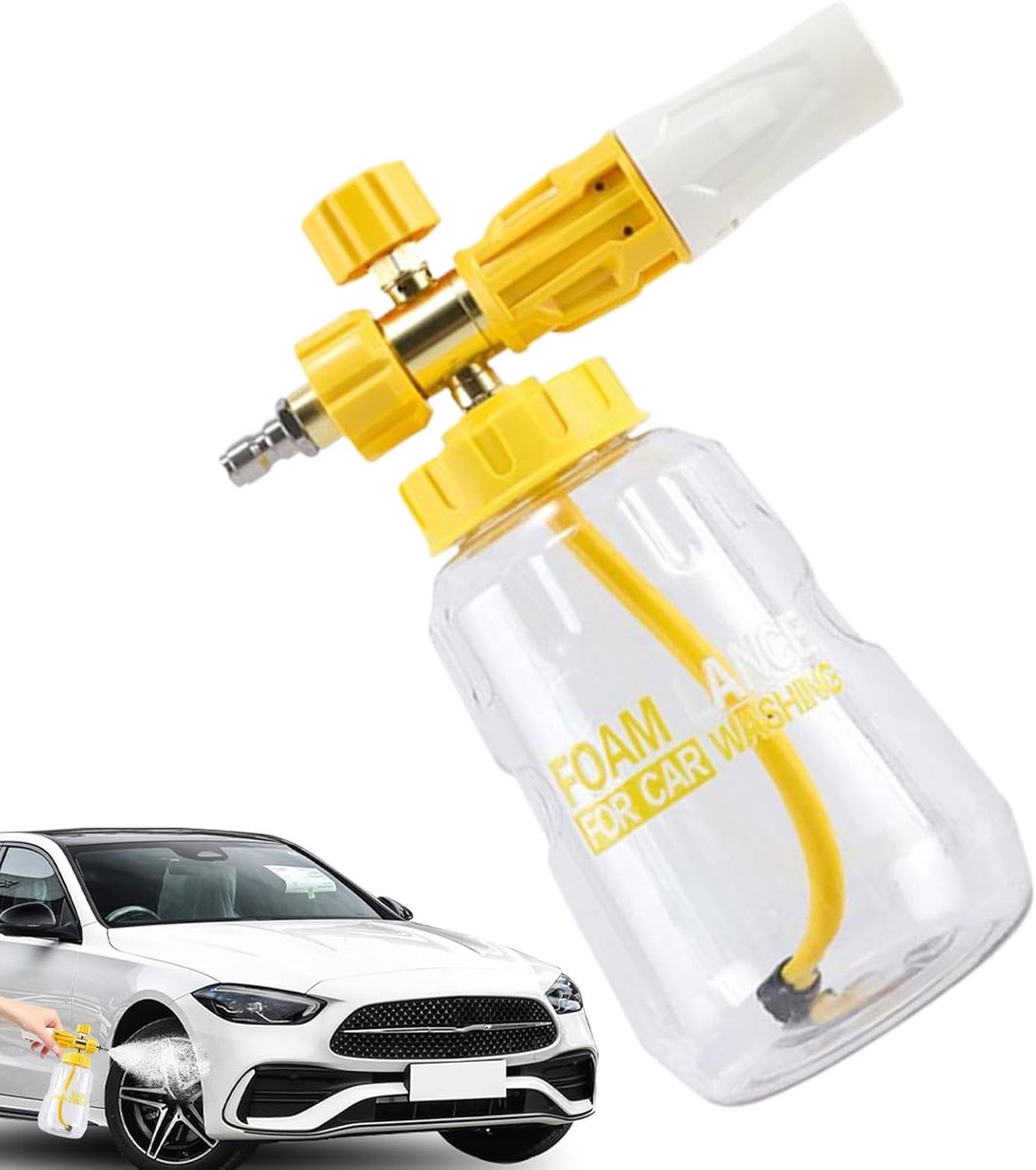 Schuimspray Fles - Hogedruk Spuit - Auto Wassen - Adaptieve Schuimafstelling - 1 Liter - Geel
