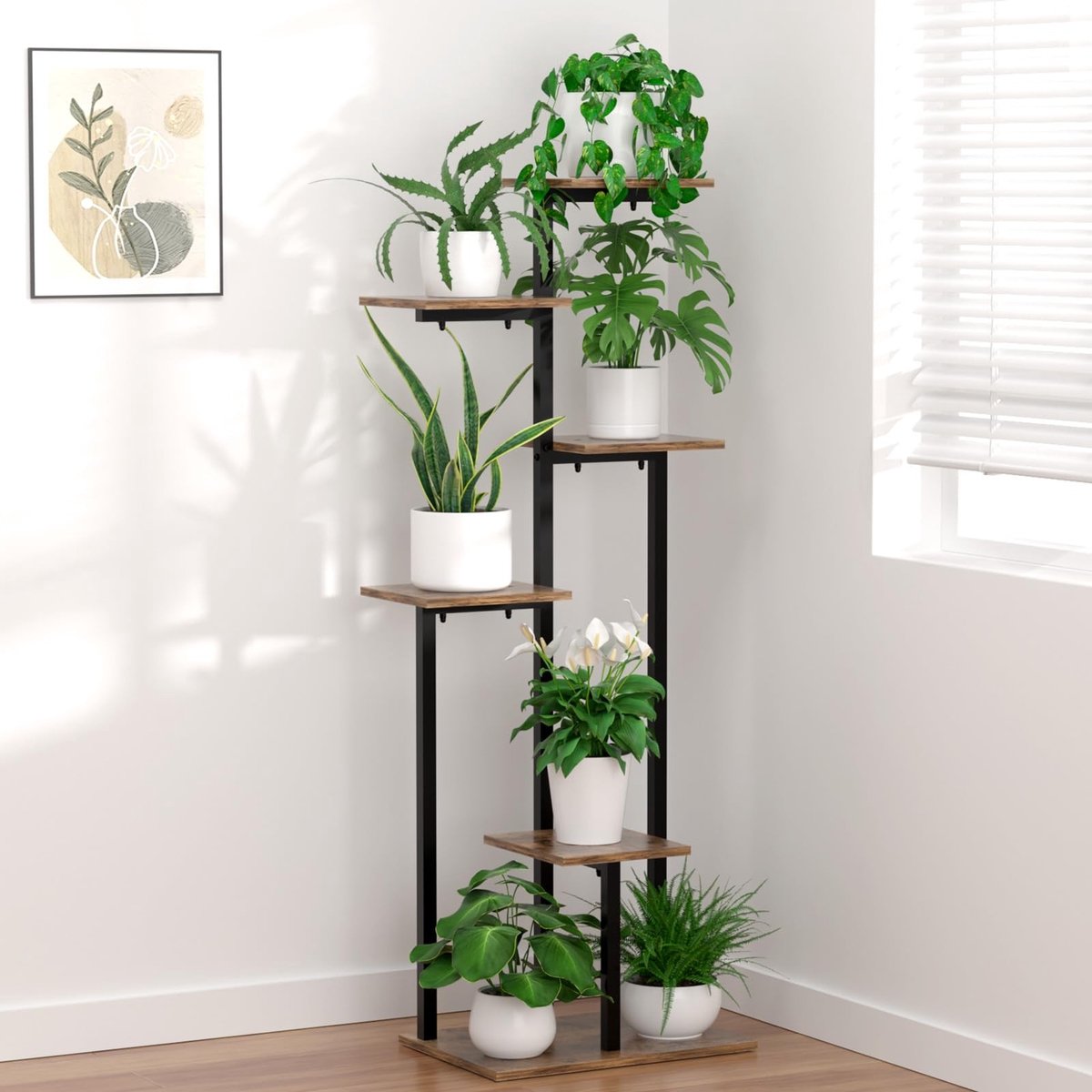 Dailygoods- Bloemenstandaard 6 etages - Plantenrek binnen - Ruimtebesparend - Verticaal rek - Stabiele constructie - Geschikt voor meerdere planten