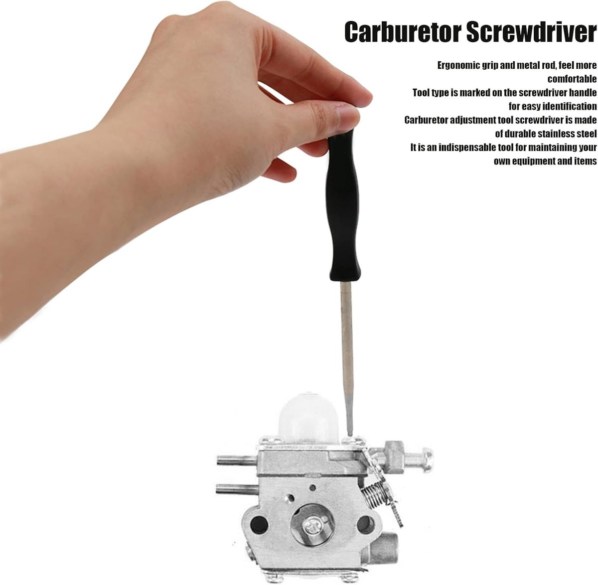 Carburateur Schroevendraaier - Afstelgereedschap - Motoronderhoud - Ergonomisch Handvat - 15.5 cm Lengte - Grijs