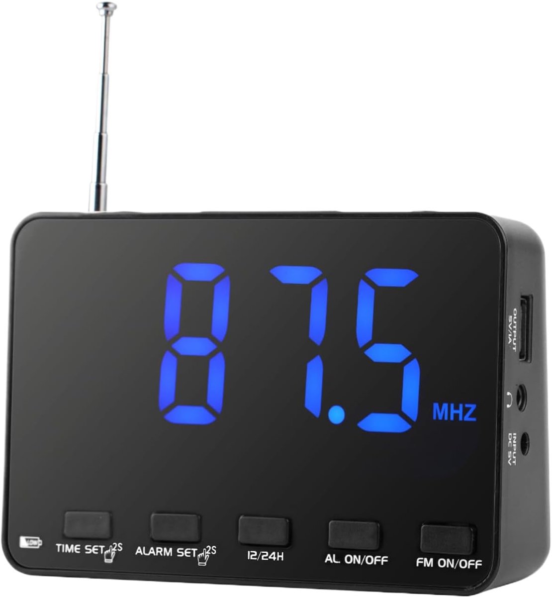 Wekker Radio - FM Radio - Wakker Worden - Groot LED Display - 12x8.5x4.7 cm - Zwart