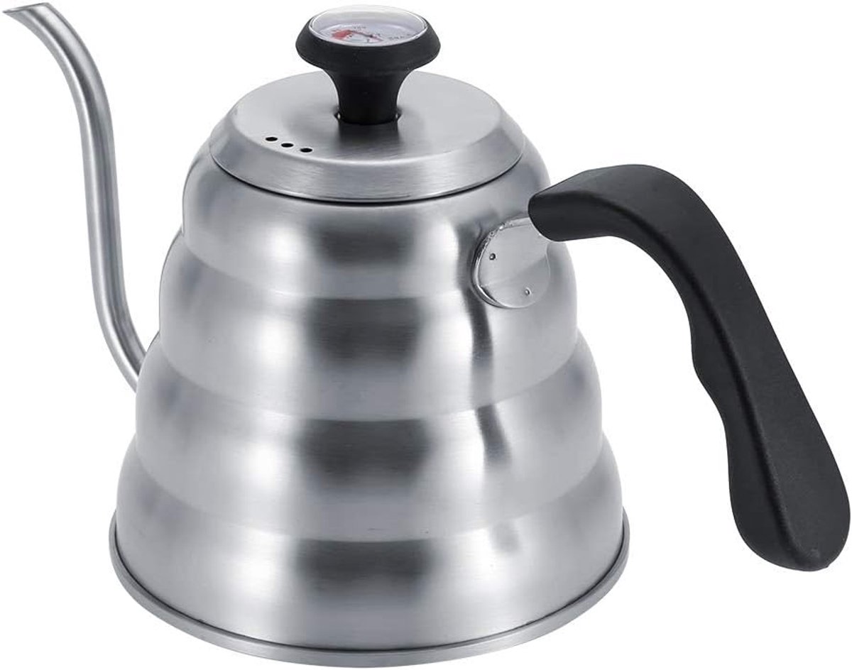Zwanenhals Ketel - Koffieketel Theeketel - Precisie Schenken - Ingebouwde Thermometer - 1.