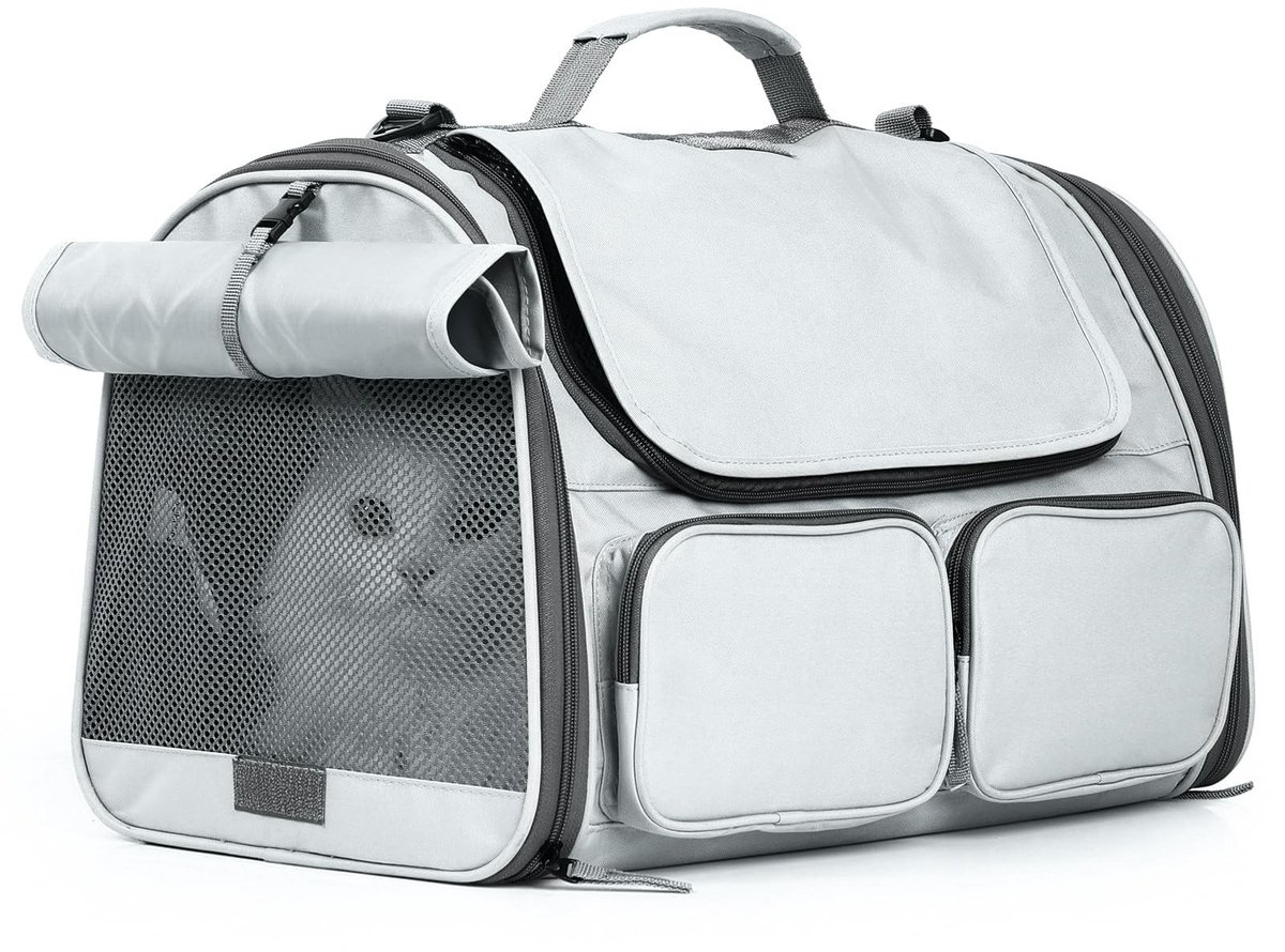 Dailygoods- Kattendrager Luchtvaartmaatschappij Goedgekeurd - Zachte Draagtas - Grote Kattenreistas - 4 Gaasramen - 4 Opbergzakken - Goed Geventileerd - Huisdierendrager