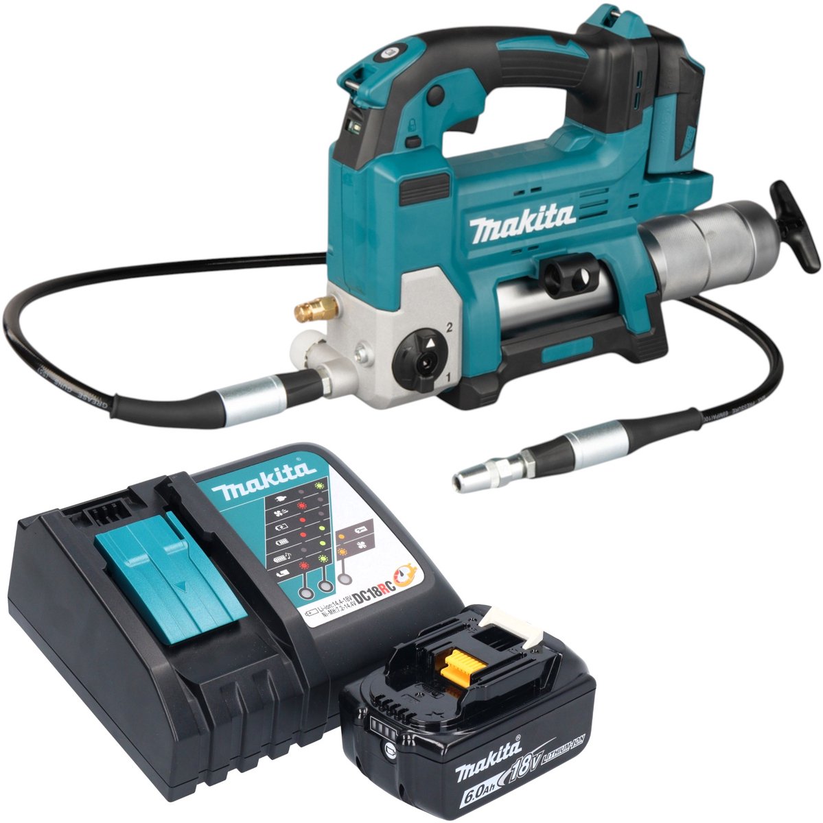 Makita DGP 180 RG1 accu vetspuit 18 V 690 bar + 1x oplaadbare accu 6.0 Ah + lader