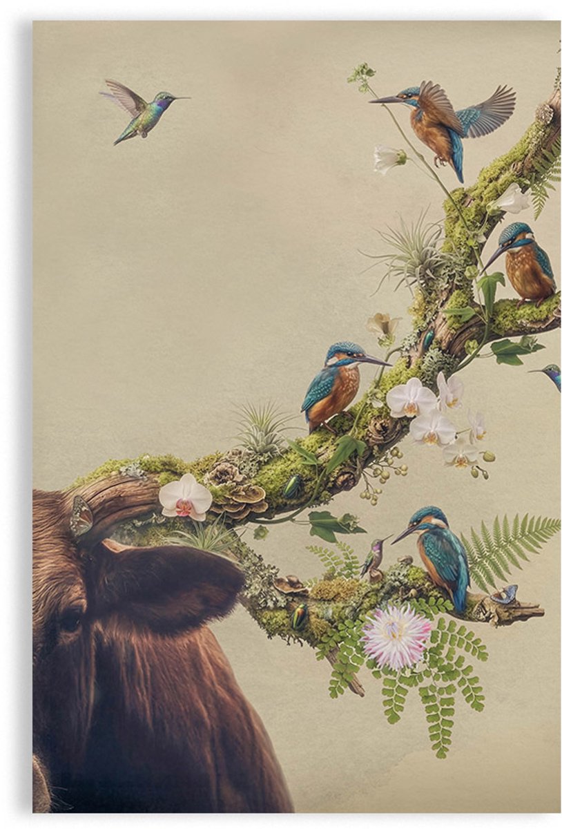 Schilderij Woonkamer Slaapkamer - Modern Canvas Kunstwerk - 90 x 60 cm - Birds - PosterGuru