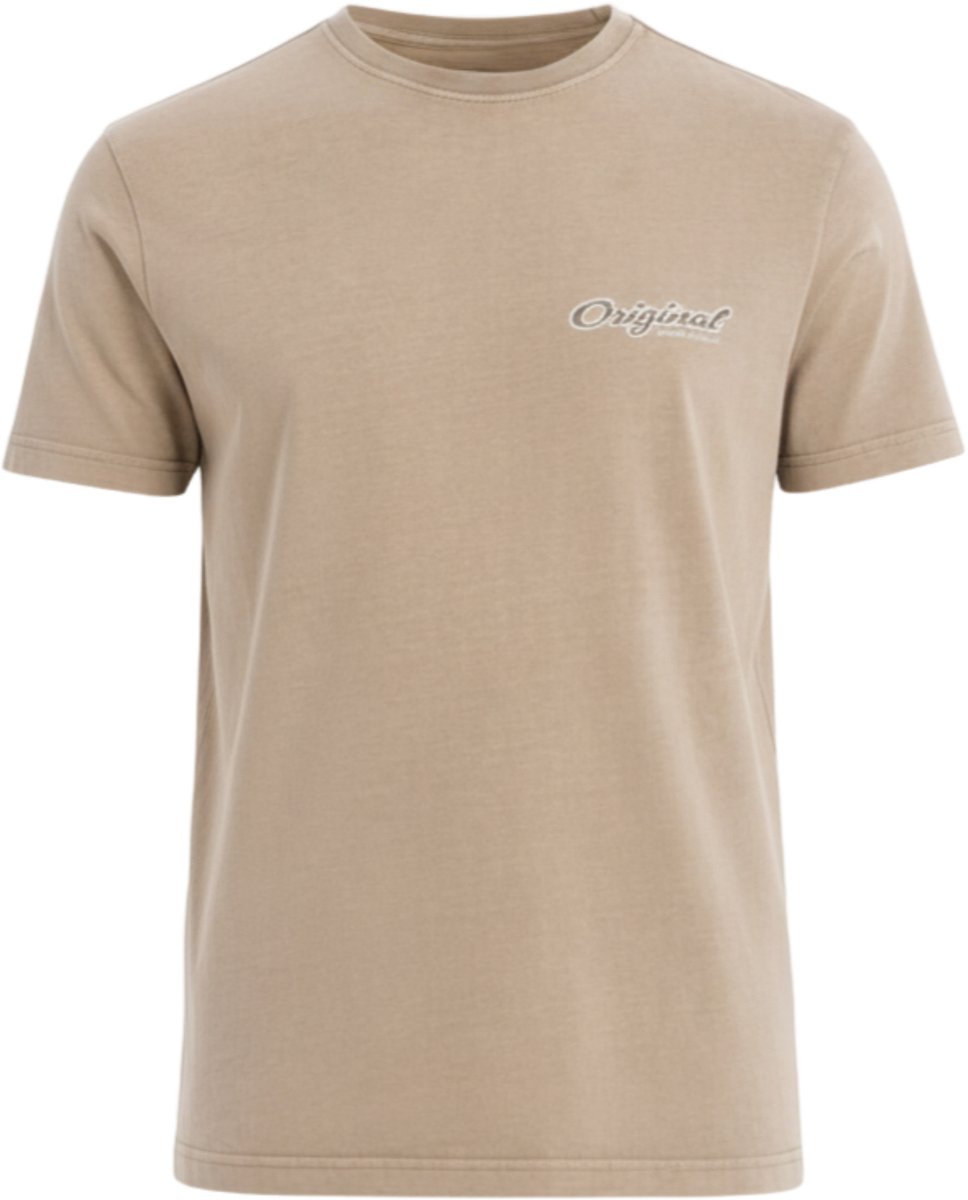 OMBRE T-shirt - Regular Fit - Katoen - Korte Mouw Donkerbeige M
