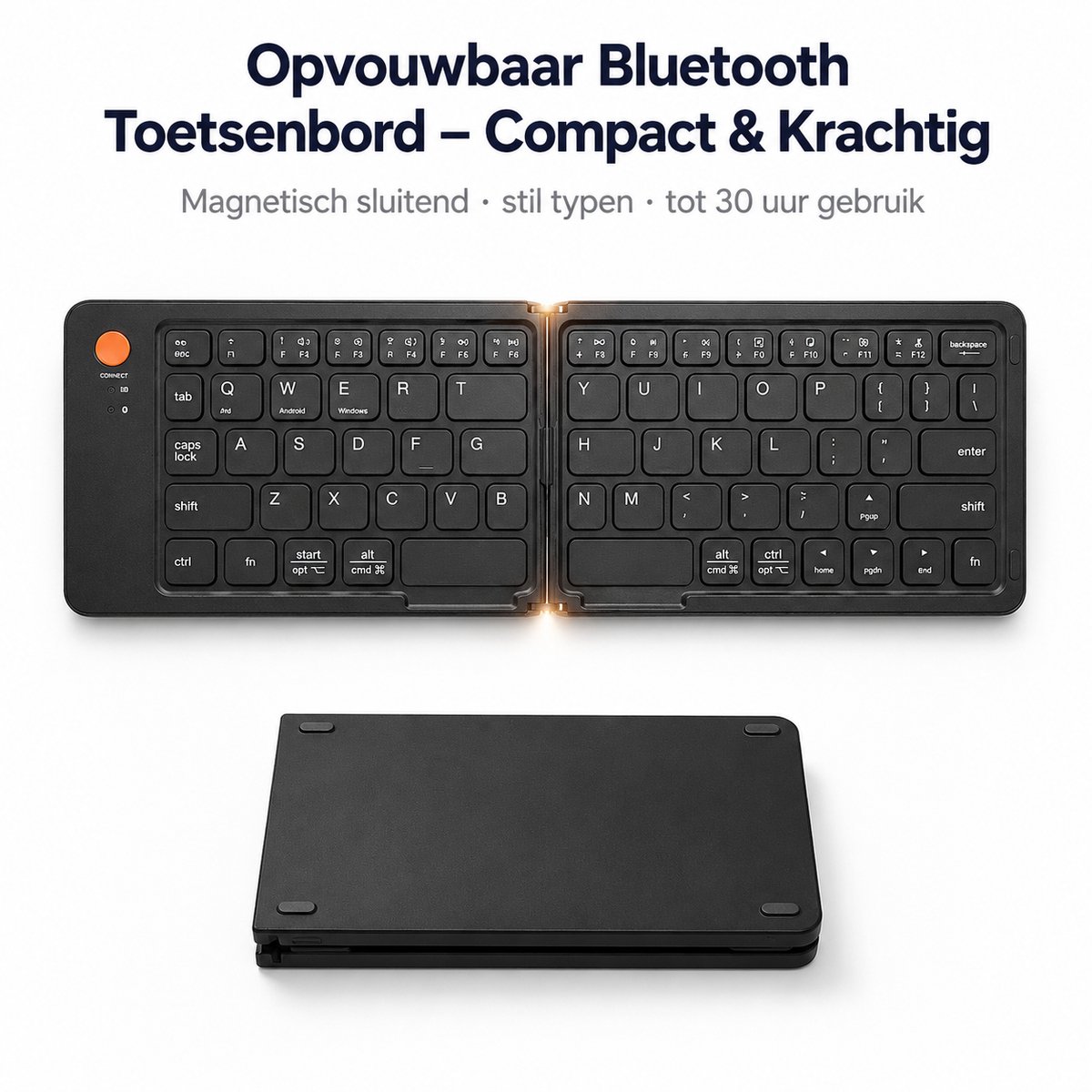 Opvouwbaar toetsenbord-Bluetooth Toetsenbord -Mini toetsenbord- Magnetisch Sluitend- Draadloos-Foldable keyboard thumbnail 2
