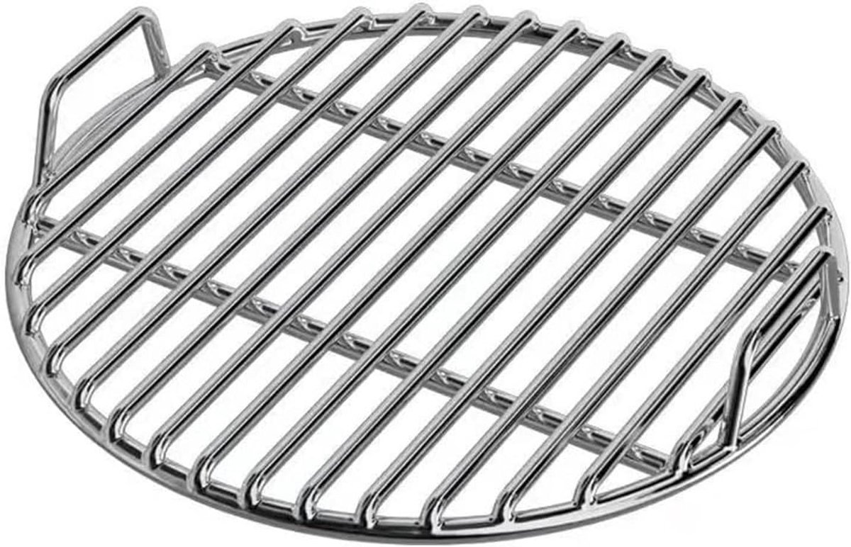 RVS Grillrooster Rond Vuurschaal BBQ Pizza Brood Garen Gelijkmatige Warmte Diameter 33cm Zilverkleurig