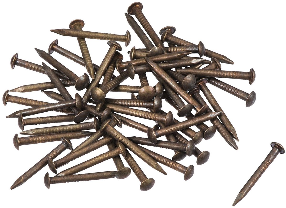 Dailygoods- Hardware Nagels 50 Stuks - Messing Pinnen 1,2 mm x 12 mm - Muurspelden - Houtbewerking - Ophangen Foto's - Geschikt voor Metselwerk - Spijkers