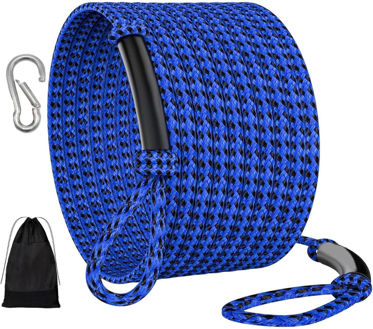 Sleepkabel Boot - Drijvend Touw - Watersport Slepen - Hoog Zichtbaar - 18 Meter - Blauw Zwart